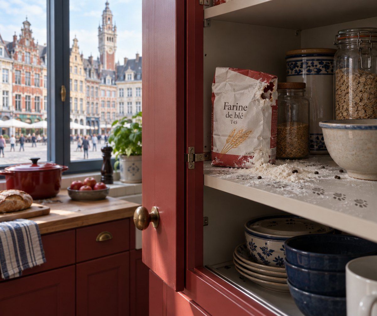 Contrôle sous les meubles d'une cuisine à Lille